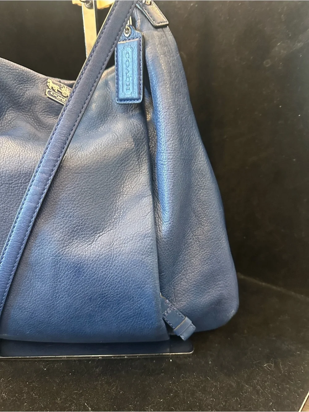 Coach#341 Madison Isabelle Blue Pebbled Leather Shoulder/ crossbody